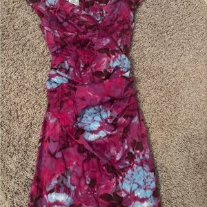 Suzi Chin Vibrant Pink and Blue Midi Dress